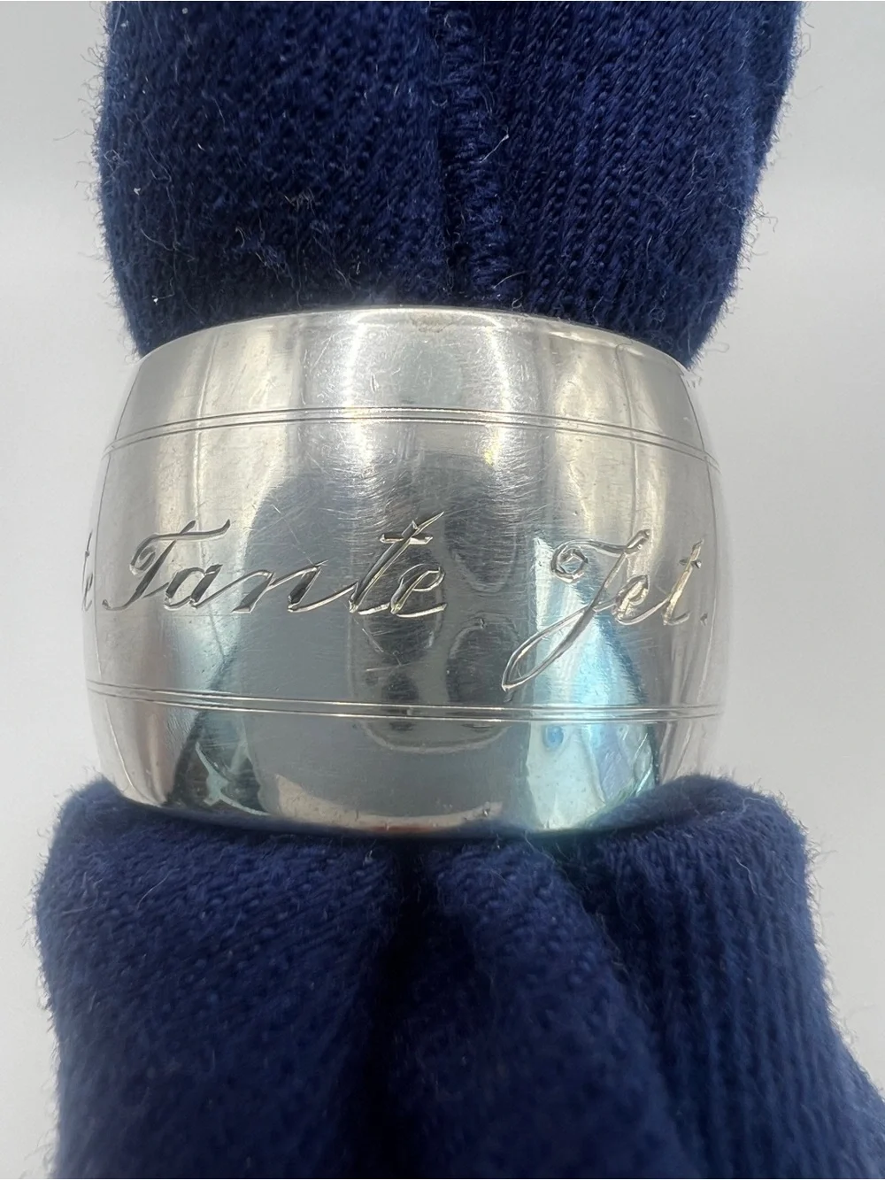 Vintage Dutch .833 Silver Napkin Ring “To My Dearest Aunt Jet” Hallmarked